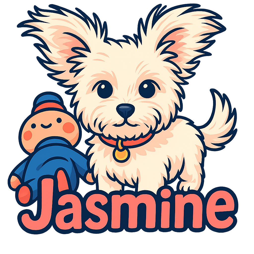 Custom Jasmine  sticker - With her fluffy white coat, perky ears, and curious expression, Jasmine embodies the playful and endearing qualities that make Maltese mixes a favorite. This sticker perfectly captures her unique charm!
