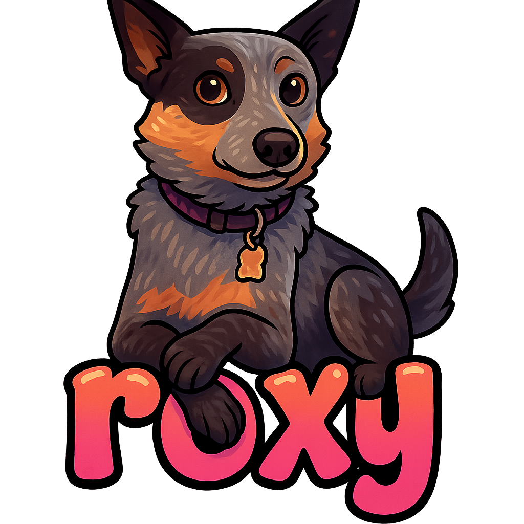 Custom roxy sticker - With her speckled coat and alert posture, Roxy is the epitome of a Blue Heeler's watchful and intelligent nature. Her distinctive look makes for a striking and memorable sticker.