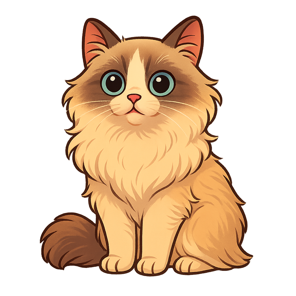 Custom Daisy sticker - Meet Daisy, a Ragdoll cat who's a fluffy bundle of calm and curiosity. With her plush coat and striking blue eyes, she's the perfect muse for your custom cat sticker.