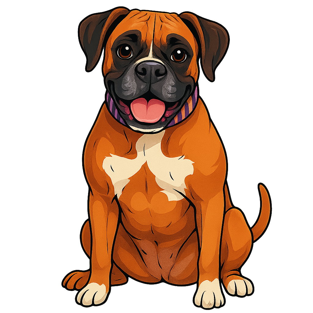 Custom Layla sticker - Meet Layla, the Boxer with a heart of gold and a striking fawn coat. Her friendly demeanor, distinctive white chest markings, and cropped ears make her the perfect model for your next favorite sticker.