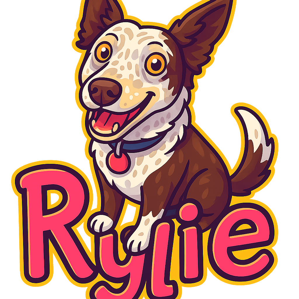 Custom Rylie  sticker - With her speckled coat and alert, friendly expression, Rylie embodies the best traits of the Australian Cattle Dog breed. This engaging, happy dog is the perfect subject for a unique, shareable sticker.