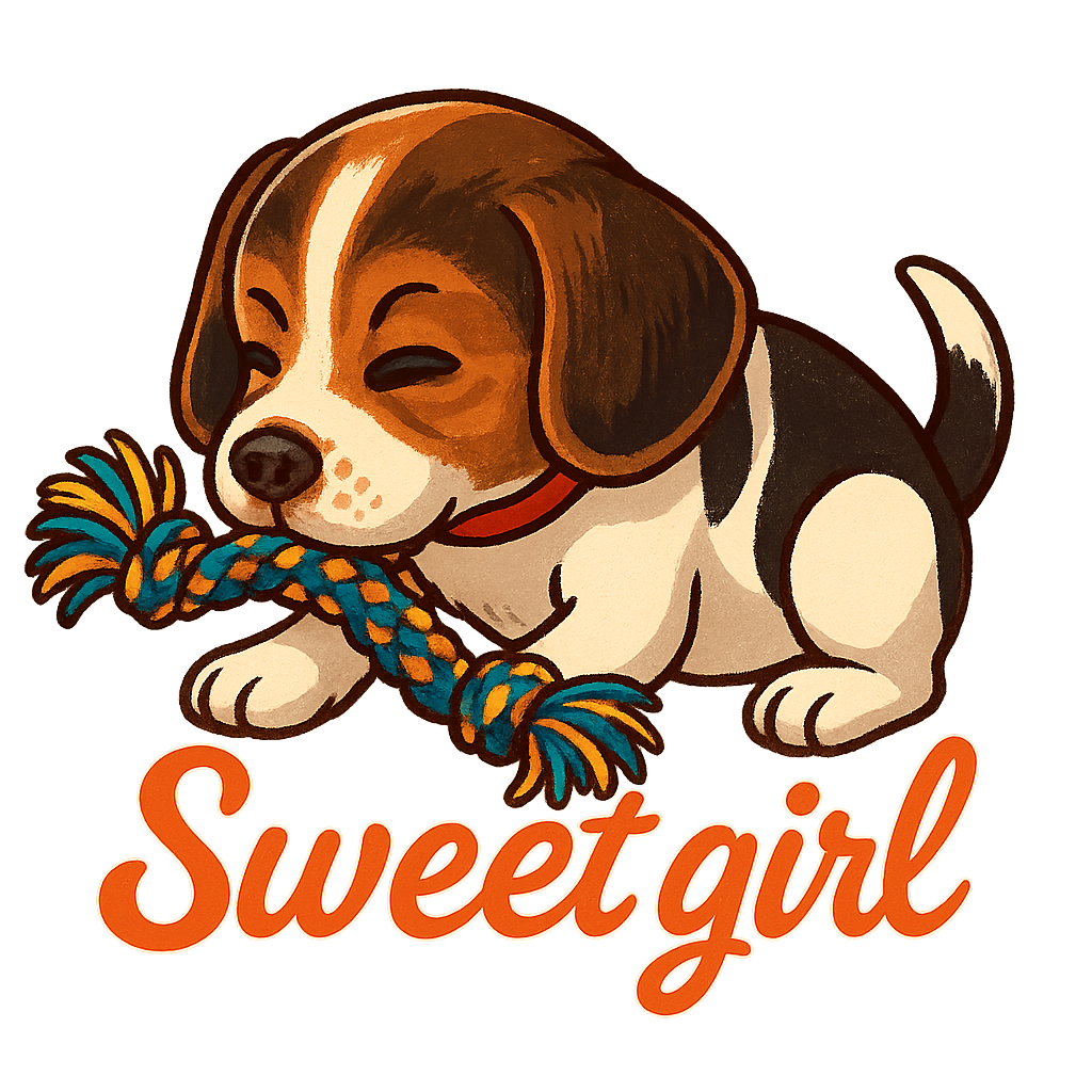 Custom Sweet girl  sticker - Sweet Girl, our Beagle puppy, loves to play! Her energetic nature and distinctive tri-color coat make her the perfect model for your next custom sticker.