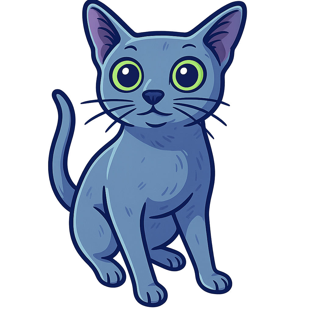 Custom Doja sticker - Embrace the sleek grace of Russian Blue cats with Doja's custom sticker. With her distinctive bluish-gray coat and striking green eyes, she's the epitome of feline curiosity and intelligence.
