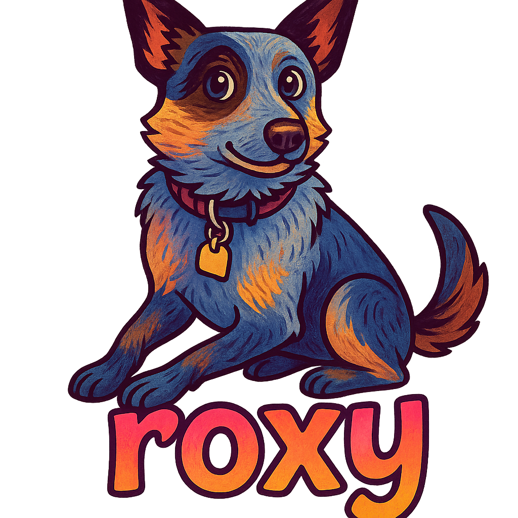 Custom roxy sticker - With her alert demeanor and speckled blue-gray coat, Roxy epitomizes the intelligence and energy of an Australian Cattle Dog. This sticker is a must-have for any Blue Heeler lover!