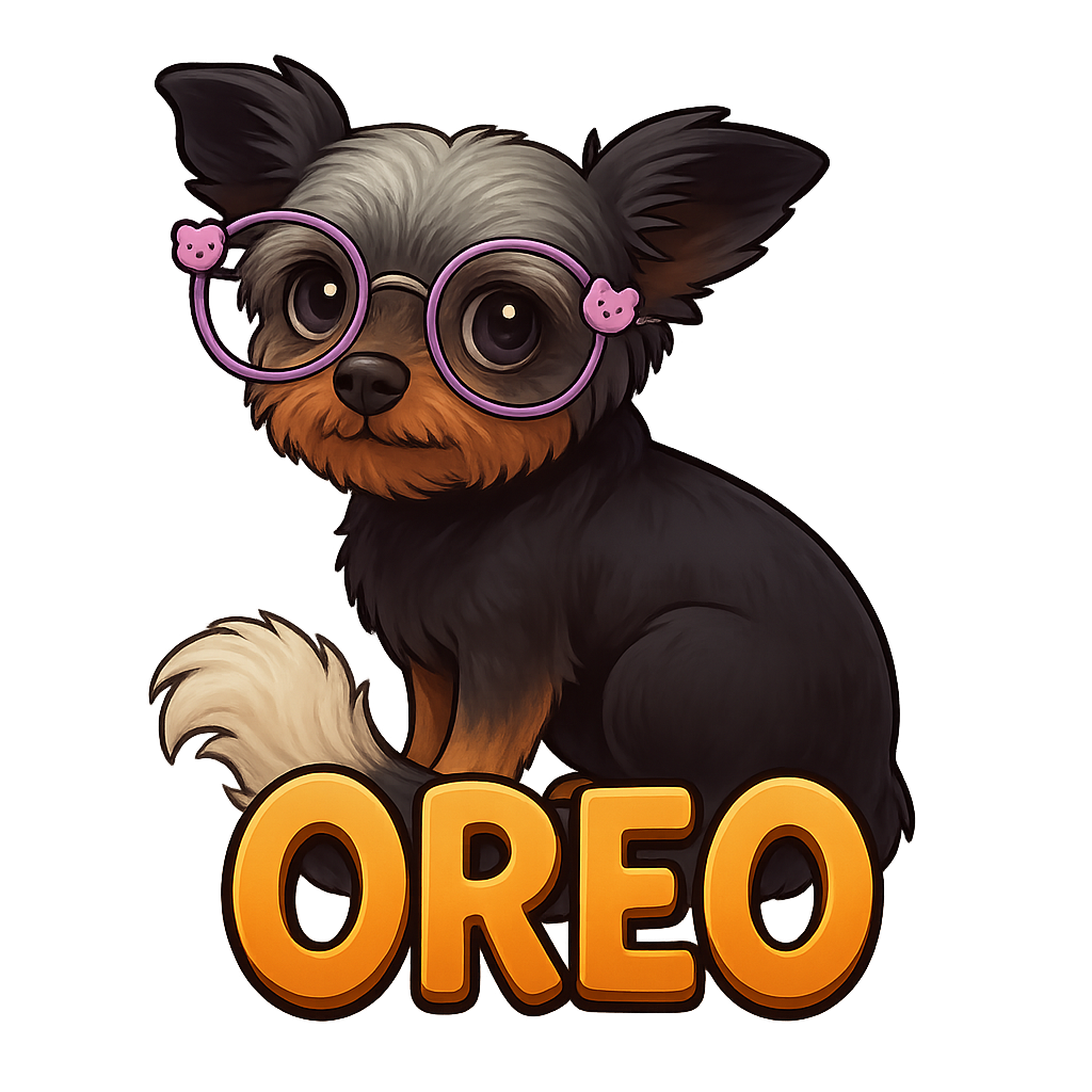 Custom Oreo sticker - Small but mighty, this Yorkshire Terrier-inspired sticker captures Oreo's distinctive coat and playful nature. A perfect way to show off your love for your unique little furball!