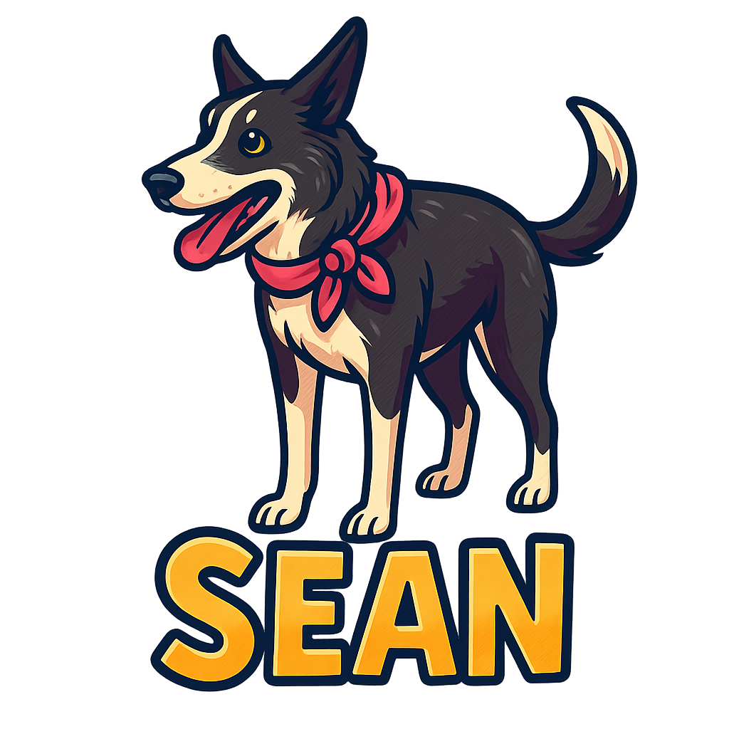Custom Sean sticker - Sporting a striking black and white coat and a pink accessory, Sean is a Border Collie with style and intelligence. Known for their agility, Border Collies like Sean love outdoor adventures. Capture Sean's active, curious personality in your custom sticker!
