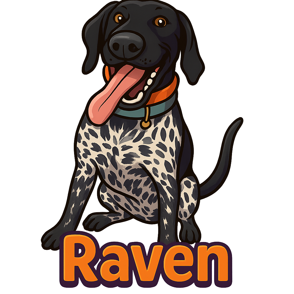 Custom Raven sticker - Raven, a lively German Shorthaired Pointer mix, is always ready for action. With a distinct speckled coat and a heartwarming smile, this sticker is a perfect match for his playful personality.